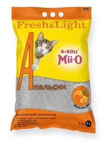 А-Соли FRESH&LIGHT наполнитель комкующийся, Апельсин  5л/4кг